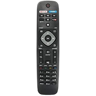 Universal 2 in 1 Replacement Remote Control for Philips Smart TVs & DVD NH500UP Replacement Philips LCD LED HDTV Remote Control with Netflix, Vudu & YouTube Buttons