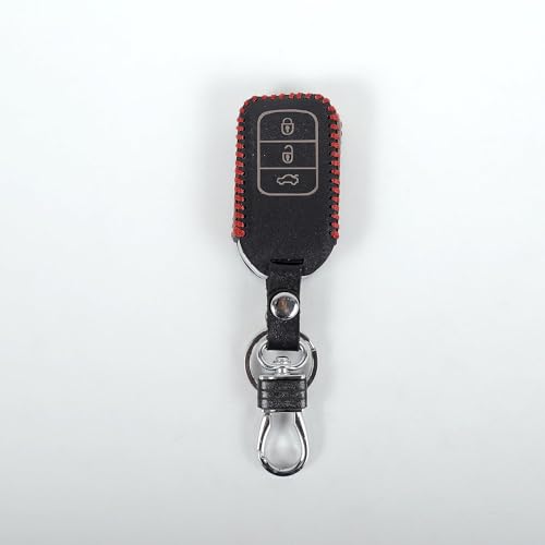 Image of Leather Car Smart Key Cover Case for Honda City, Civic,Amaze, Elevate ,Accord, Jazz,BR-V, CR-V, WR-V(Black)