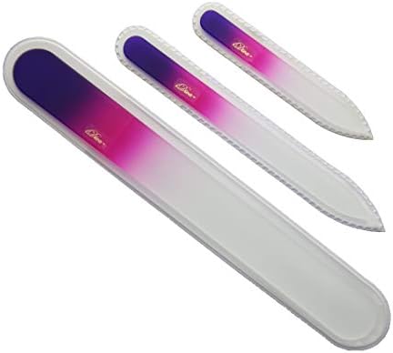 3 piece Czech Made Mani/Pedi Nail File Set - Large,Medium and Small Plus 2 Bonus Storage Tubes by iDiva