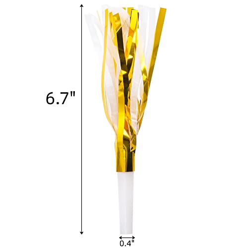 Avla 60 Pack Gold Noise Maker, Glitter Metallic Fringed Party Horns, Birthday Musical Blowouts Whistle, Christmas Party Favor Blower, Paper Noisemaker For Kids, Baby Shower, New Year, Sporting Events #TOP1