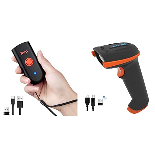 Tera Pro Wireless Barcode Scanner, Waterproof Shockproof Mini Pocket 2D Scanner & Barcode Scanner Wireless And Wired With Battery Level Indicator #TOP26