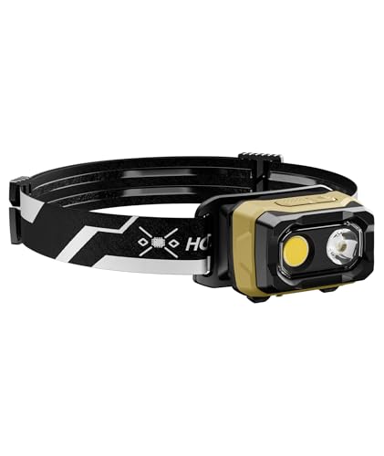 HOTLIGH Voice-Controlled LED Headlamp Rechargeable - 1000LM Headlight with IP65 Waterproof & Magnetic Back, 3 Modes Head Flashlight Rechargeable for Camping Running Hiking Fishing Emergency, Yellow