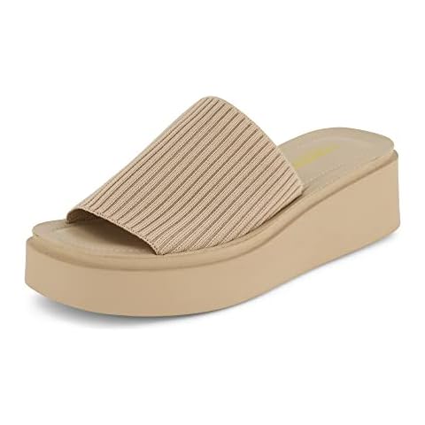 CUSHIONAIRE Women's Pim knit platform sandal with +Memory Foam, Taupe Weave, 9 UK Cover