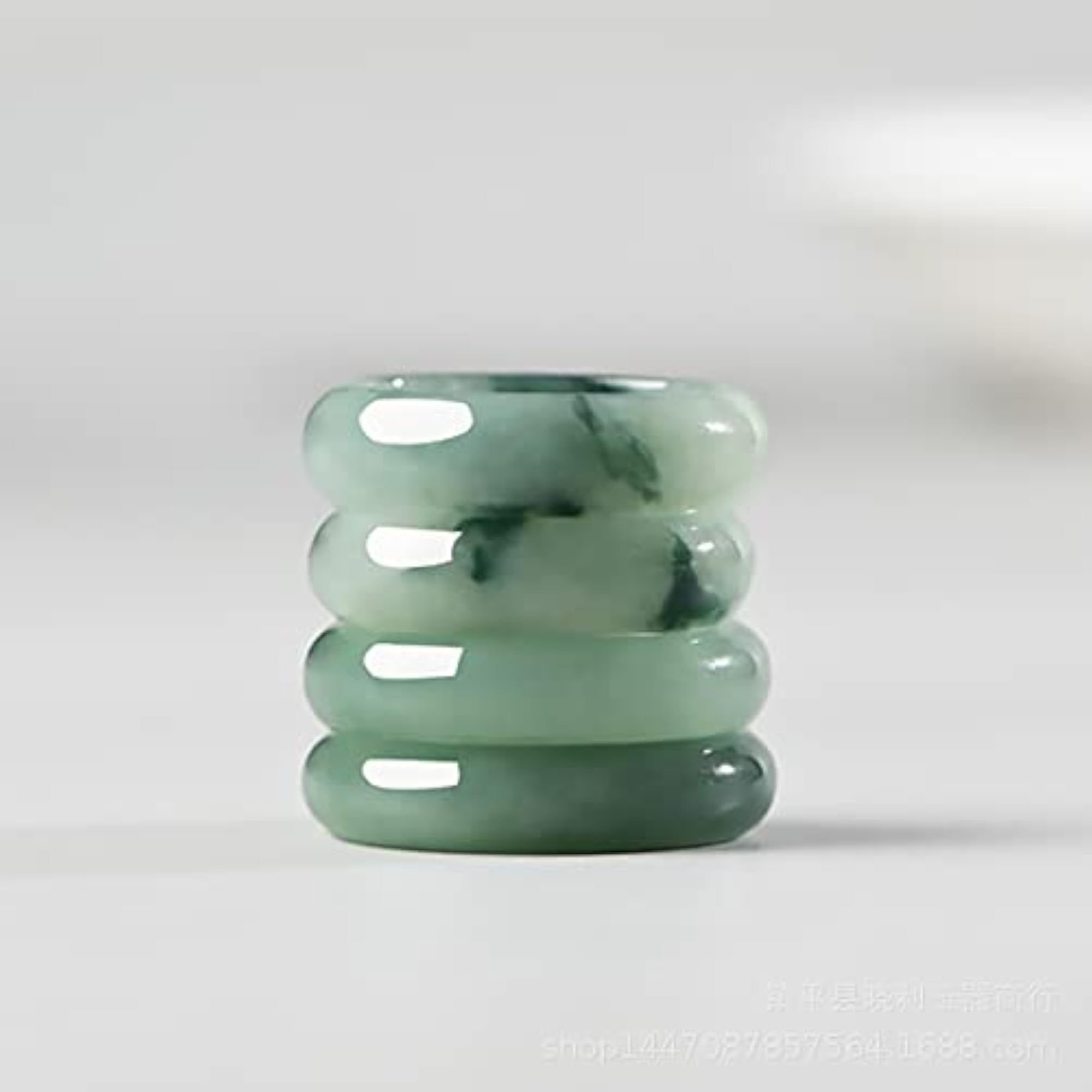 Natural Green Jade Ring, Lucky Charm for Women