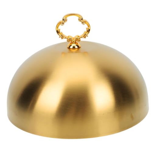 TOPPERFUN Cubierta De Acero Inoxidable Para Filetes De 22.5 Cm, Protector De Cúpula Antisalpicaduras De Alimentos, Tapa Dorada Para Barbacoa y Buffet, Diseño Robusto Para Uso Doméstico y Profesional