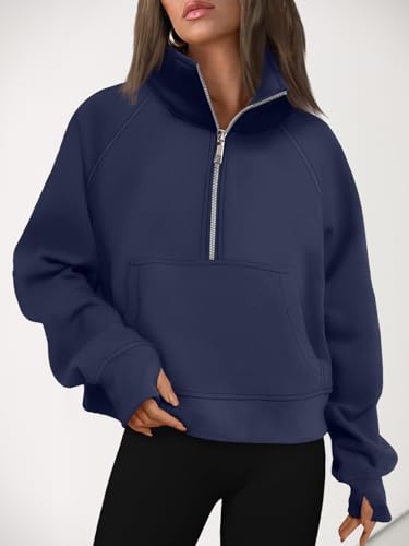 Image of AUTOMET Womens Sweatshirts Half Zip Cropped Pullover Fleece Quarter Zipper Hoodies 2026 Fall Fashion Outfits Clothes