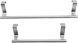 DOITOOL 2pcs Stainless Steel Towel Rack Over Door Towel Holder Over Cupboard Towel Holder Cabinet Towel Holder Single Towel Bar Kitchen Towel Bar Double Towel Nail Free Individual Bracket