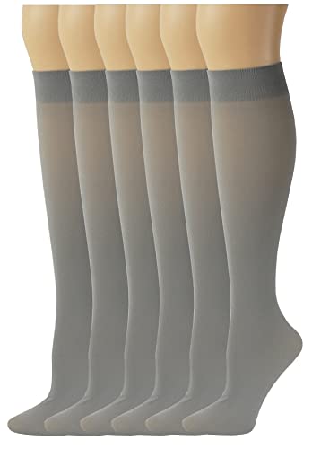 Image of Different Touch 6 Pairs Pack Women Stretchy Spandex Trouser Socks Opaque Knee High (Silver Grey)