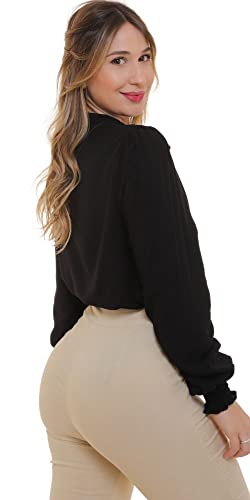 Camisa Feminina Manga longa (M, Preto)
