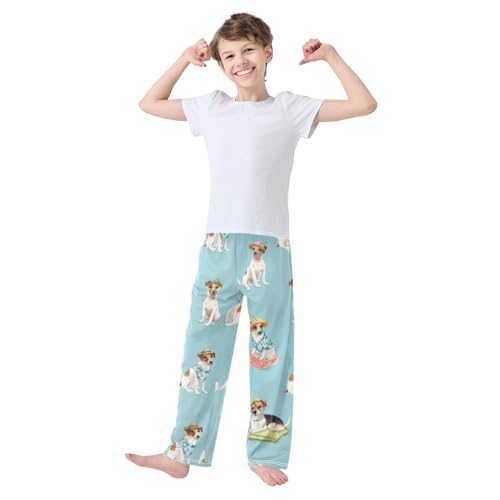 Cool Jack Russell Dog Boys Long Pants Soft Trousers Elastic Waist Kids Lounge Bottoms with Pockets S-XL3