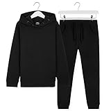 CityComfort Trainingsanzug Kinder, Jogginganzug für Jungen und Mädchen, Sportanzug Kinder, Hoodie und Hose Set Für Kinder 3-14 Jahre, Geschenke für Kinder (Schwarz, 13-14 Jahre)