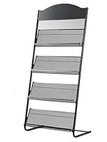 TUKA-i-AKUT Bodenständer Prospektständer, 4 Fächer Bodenstehender Literaturpräsentationsständer Broschürenhalter Zeitschriftenständer Literaturhalter Broschürenständer aus Stahl, 40x29x146CM TKD8687