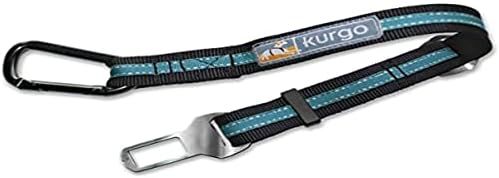 Kurgo Direct To seat belt Tether for Dogs, Universal Car seat belt for Pets, Adjustable Length Dog Safety BeltQuick & Easy Installation, Carabiner AttachmentCompatible with Any Pet Harness |Blue