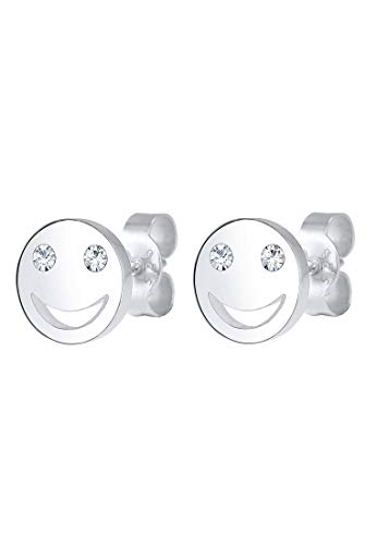 Elli Ohrringe Damen Ohrstecker Smile Face mit Kristall in 925 Sterling Silber – Ansicht 3