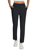 baleaf Womens Business Casual Pants Stretch Travel Pants On Airplane with Zipper Pockets Dressy Slacks Golf Work Office Black M