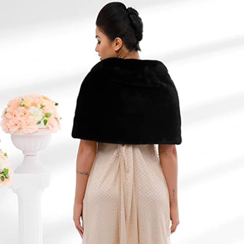 Wedding Faux Fur Shawl Wrap Winter Stole Shrug Bridal Evening Cape Scarf Cover Up for Bride and Bridesmaids3