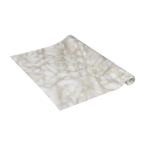 Klebefolie Marmor-Optik, Dekofolie Marmorstein, Möbelfolie, Tapete, selbstklebende Folie, PVC, ohne Phthalate, weiß, 90cm x 2,1m, Venilia 53418