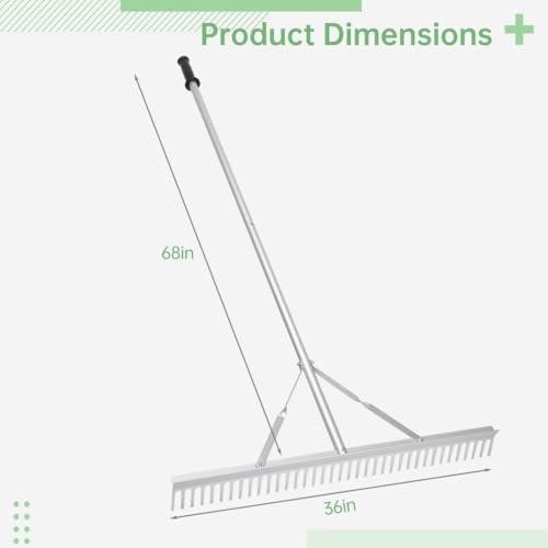 yeeplant 68 in Detachable Aluminum Handle Rake with 36 in Head for Landscaping, Lawn Care, and Garden Use, Anti-Slip Grip Included - Image 3