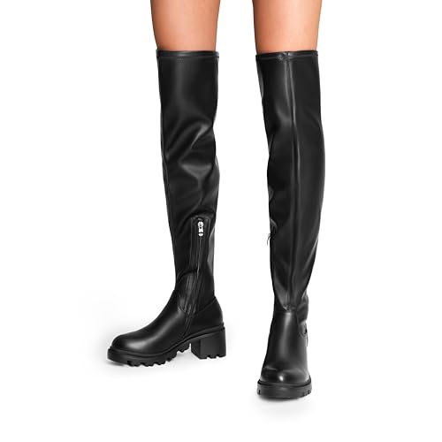 Dream Pairs Women'S Thigh High Boots, Platform Over The Knee High Chunky Heel Fashion Boots For Women,Size 8,Black-Pu,Sdob2406W thumb #6