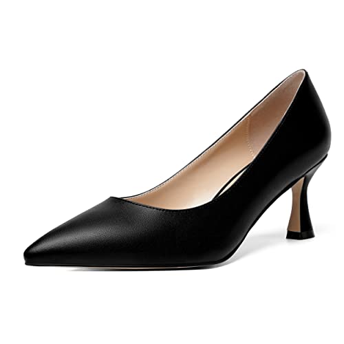 SHOWFOREST Womens Slip On Matte Pointed Toe Sexy Dating Stiletto Mid Heel Pumps Shoes 2.5 Inch - Main Image