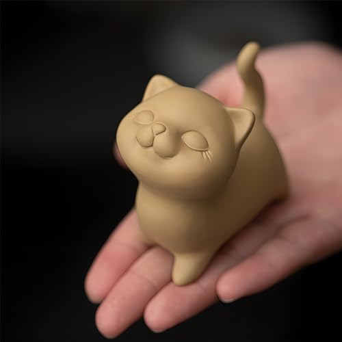 Estatua de Gato de Barro Púrpura Hecha a Mano miniatura 5