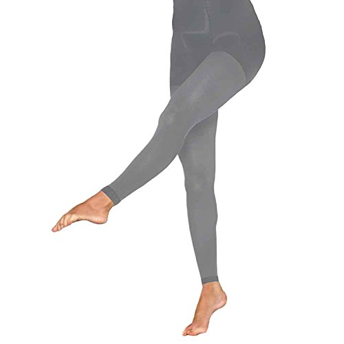 Image of THERAFIRMLIGHT Women's Footless Support Tights - 10-15mmHg Compression Stockings (Coal, Large)