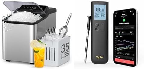 Typhur Fast Nugget Ice Maker Countertop with Self-Cleaning Pump + Typhur Sync Gold Life Wireless Bluetooth Smart Meat Thermometer