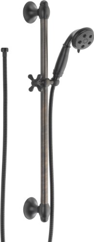 Top Brands Delta Faucet 3-Spray H2Okinetic Slide Bar Hand Held Shower with Hose, Venetian Bronze 51308-RB