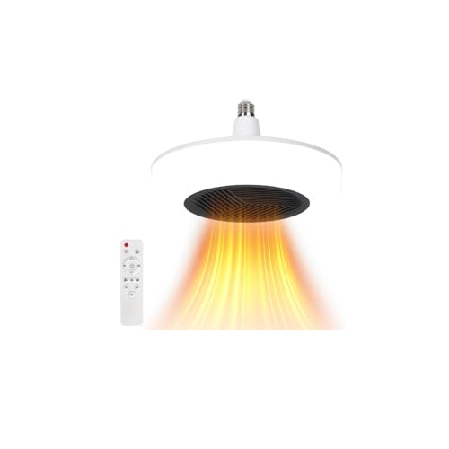 3 in 1 Space Heater with Fan and Light Electric PTC Ceramic Heater E26 LED with Remote Control Overheat Protection for Small Bedrooms