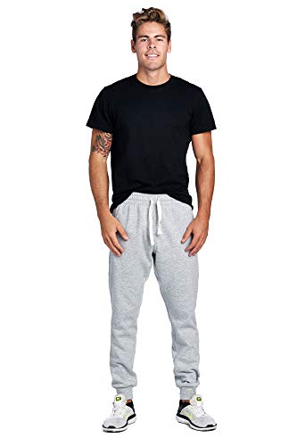 Image of ProGo Men's Casual Jogger Sweatpants Basic Fleece Marled Jogger Pant Elastic Waist