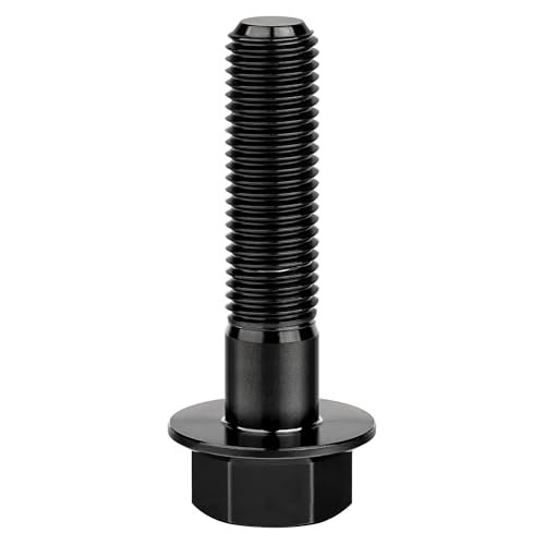 Image of Ti Screws M10 x 20 25 30 35 40 45 50 55 60 65 70 75 80 90 100mm 1.25 Pitch Titanium Flange Hex Bolt Pack of 4 (Black, M10x45mm)