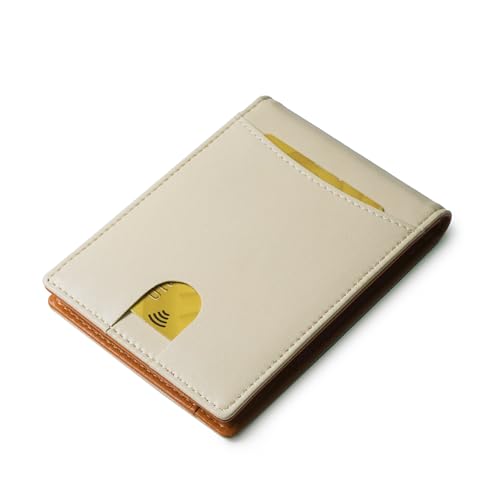 Image of Slim Bifold Wallet for man with Money Clip - RFID Blocking, Multiple Credit Card Pockets - Sleek and Versatile Design - Genuine Leather - Ideal for Cash and Cards (Beige - Brown)