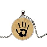 Handmade Horizon Dark Brotherhood Magic Notes in a glass cabochon dome pendant necklace. Glass necklace, men and women jewelry