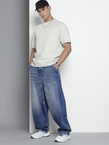 Image of The Indian Garage Co Men Skater Fit Solid Mid-Rise Jeans