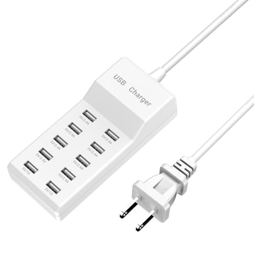 WUCOHATI Charging Station - 10-Port USB Charging Hub, Smart Multi-Port Charger, 70.8-Inch Extension Cable, Compatible with Various Devices, Phones, Cameras, Bluetooth Headsets, Tablets, etc. (1 Piece)