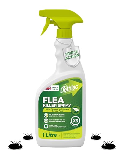 Dethlac Flea Spray for the Home 1 Litre | Kills Fleas at All Stages of Life & Prevents Reinfestation | Flea Killer for Home | Made in the UK