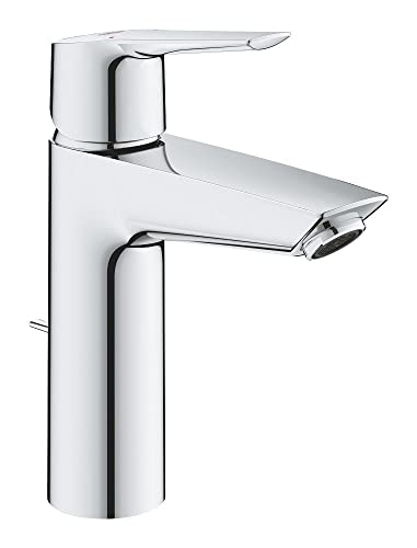 GROHE QUICKFIX Start Robinet de salle de bains lavabo, robinet avec tirette de vidage, bonde incluse, mousseur économie d'eau, installation rapide, taille M, chromé, 23455002 (Import Allemagne)
