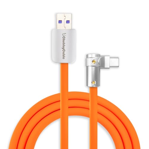 chubbycable 120W Charging Cable 90° USB C to C Cable, Orange, 16.4FT