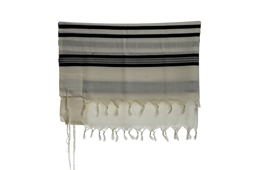 100% Wool Tallit Traditional Smooth Fabric (Modim) Prayer Shawl 1-Hole Thin Ashkenaz Knot2
