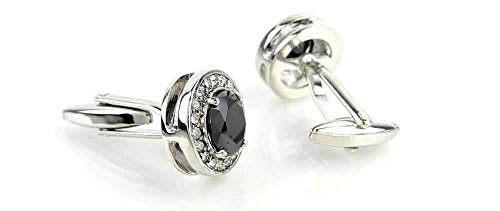 Par de mancuernas para hombre con piedra negra miniatura 2