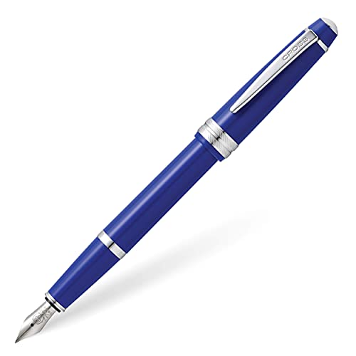 Image of Cross Bailey Light Polished Blue Fountain Pen - Refillable, Medium Nib, Black Ink, Presented in Everyday Gift Box