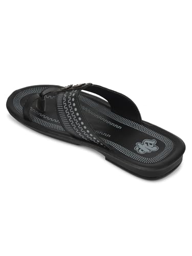 Image of Liberty A-HA Black & Tan Flip-Flops for Men - PU Slip-On Comfort