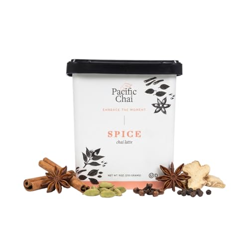 Pacific Chai Spiced Chai Latte Mix, Instant Chai Tea Latte Drink Mix, Gluten Free, Kosher Certified Powder Beverage, Café Style Chai Latte, 9 oz. (Pack of 1)