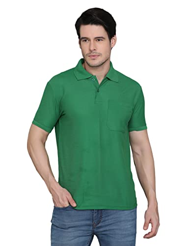 Image of INKKR Men's Polo Neck Half Sleeve Cotton Blend Regular Fit T-Shirt With Pocket