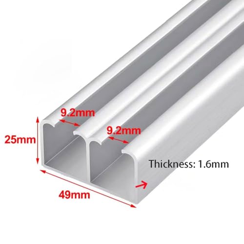 Riel para puerta corrediza de doble pista en aleación de aluminio de alta resistencia 3