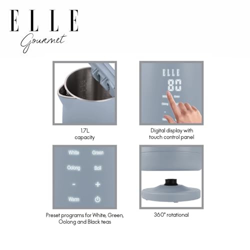 Hervidor eléctrico ELLE 1.7L con pantalla táctil azul miniatura 6