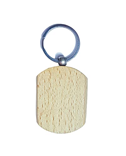 Image of Empty Wooden Keychains, Laser Engravable, Printable & Writable, Pack of 10 Assorted Shapes, 5cm x 3cm
