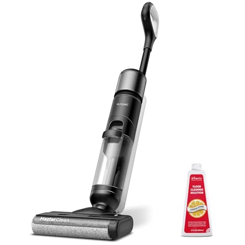 Ultenic Wet Dry Vacuum Cleaner,Cordless Vacuum Mop Combo with Self-Cleaning,Smart Mess Detection,50mins Runtime,3-in-1 Vacuum Mop for Hard Floors,Edge Cleaning,LED Display,Black,AC1 Elite