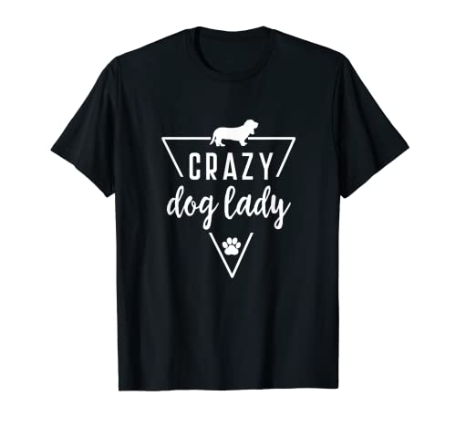 Bassett Hound Crazy Dog Lady - Perro mamá huella de pata cachorro lindo Camiseta