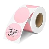 2'' Pink Thermal Labels - 600pcs Round Thermal Printer Labels, Waterproof Thermal Printer Stickers for Logo Design, Name/Price Tag, Thanks Card, Address, QR Code, 600 Labels/Roll (Pink)
